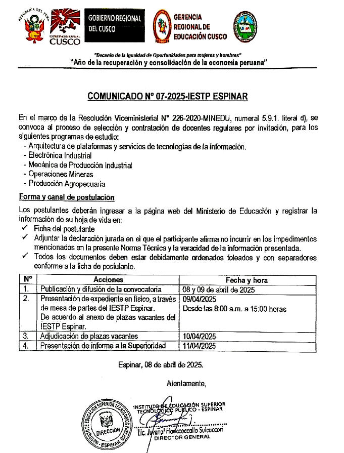 COMUNICADO 007- 2025