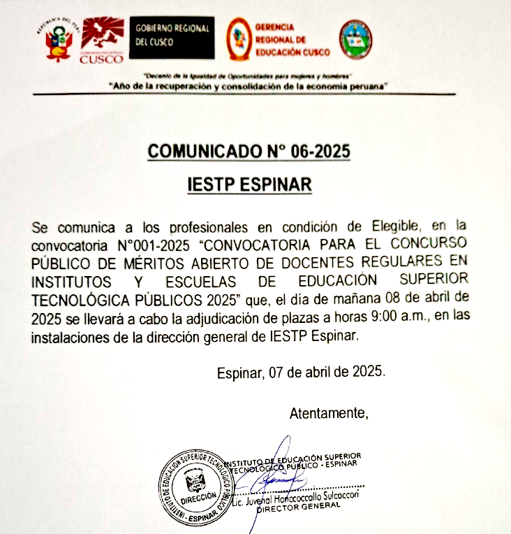 COMUNICADO 006- 2025